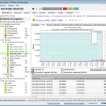 Beispiel für einen Graphen eines Sensors. Hier hat man NAS ein Backup über das Netzwerk gemacht, daher die Auslastung,